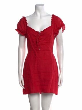 Reformation Linen Mini Dress with Sweetheart Neckline
